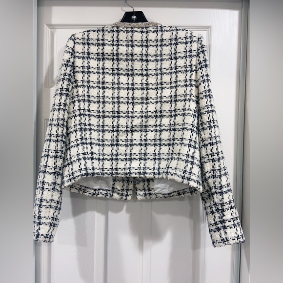 NWT $795 Alice Olivia Kidman Crystal-Embellished Tweed Jacket - Picture 8 of 10